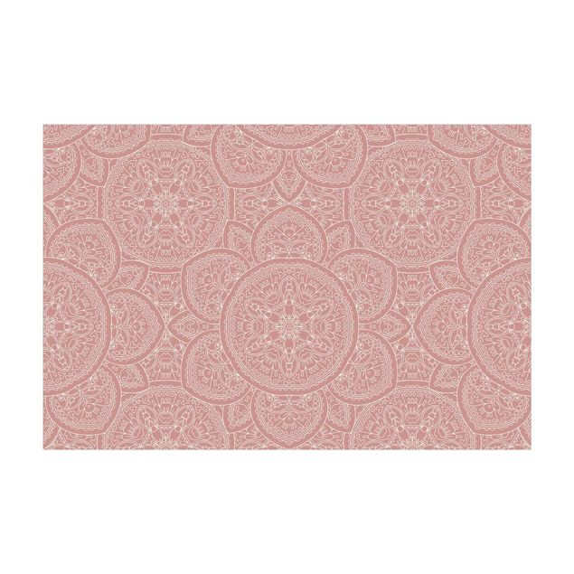 Teppich beige Große Mandala Muster in Altrosa
