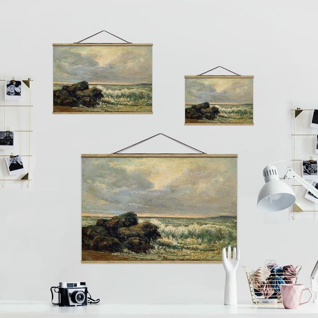 Stoffbild mit Posterleisten - Gustave Courbet - Die Welle - Querformat 3:2