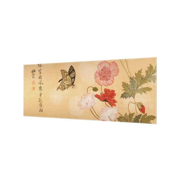 Spritzschutz Küche Yuanyu Ma - Mohnblumen und Schmetterlinge