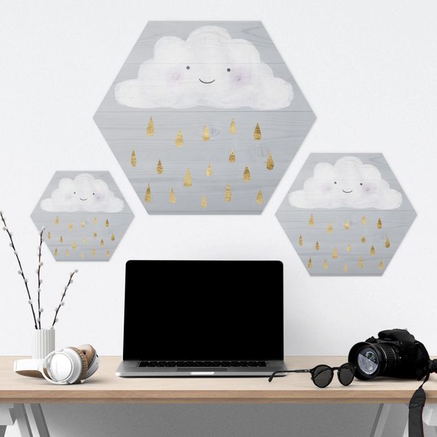 Hexagon Bild Forex - Wolke mit goldenen Regentropfen