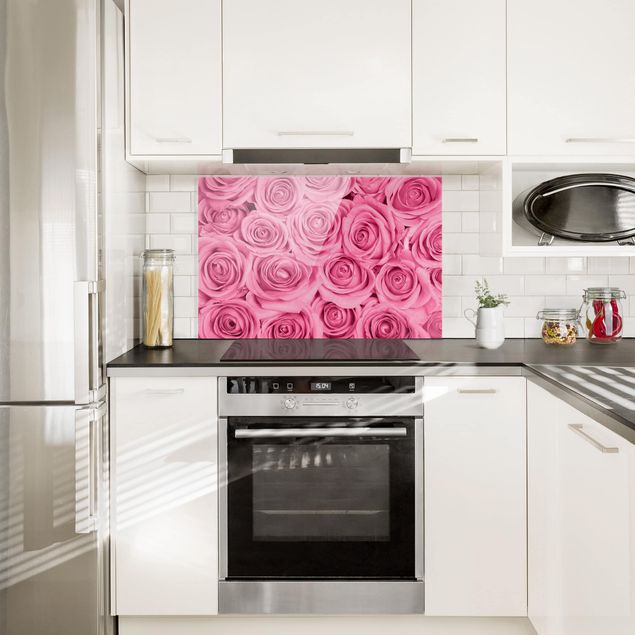 Glasrückwand Küche Blumen Rosa Rosen
