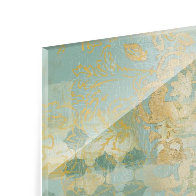 Spritzschutz Glas - Marokkanische Collage in Gold und Türkis II - Querformat 3:2
