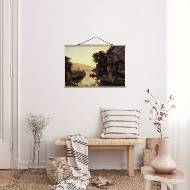 Stoffbild mit Posterleisten - Jean-Baptiste Camille Corot - Landschaft bei Riva - Querformat 3:2