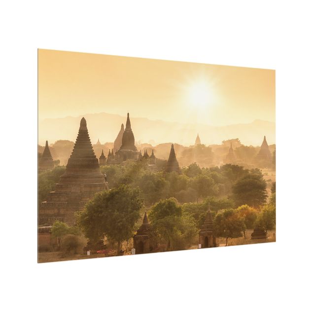Spritzschutz Natur Sonnenuntergang über Bagan