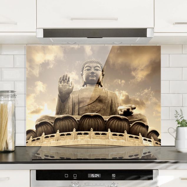 Küchenspritzschutz Großer Buddha Sepia