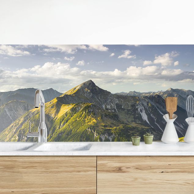 Platte Küchenrückwand Berge und Tal der Lechtaler Alpen in Tirol