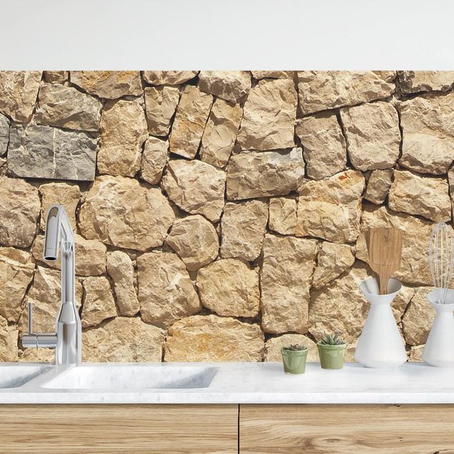 Platte Küchenrückwand Alte Wand aus Pflasterstein