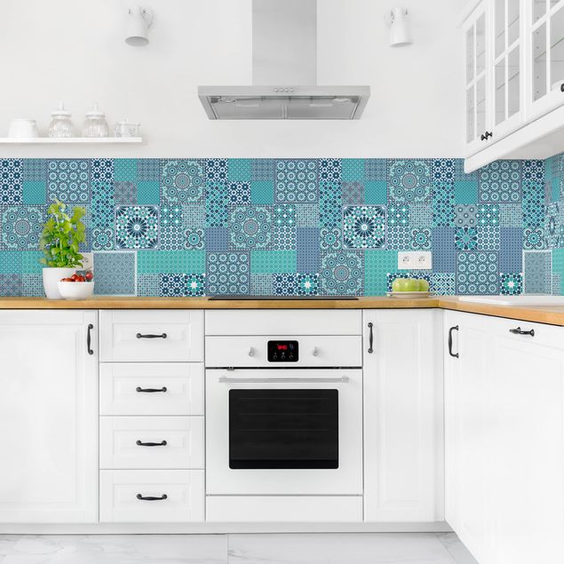 Küche Wandpaneel Marokkanische Mosaikfliesen türkis blau