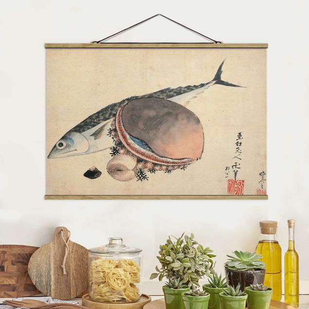 Hokusai Bilder Katsushika Hokusai - Makrele und Seemuscheln