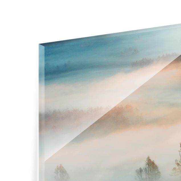 Glas Spritzschutz - Nebel bei Sonnenaufgang - Quadrat - 1:1