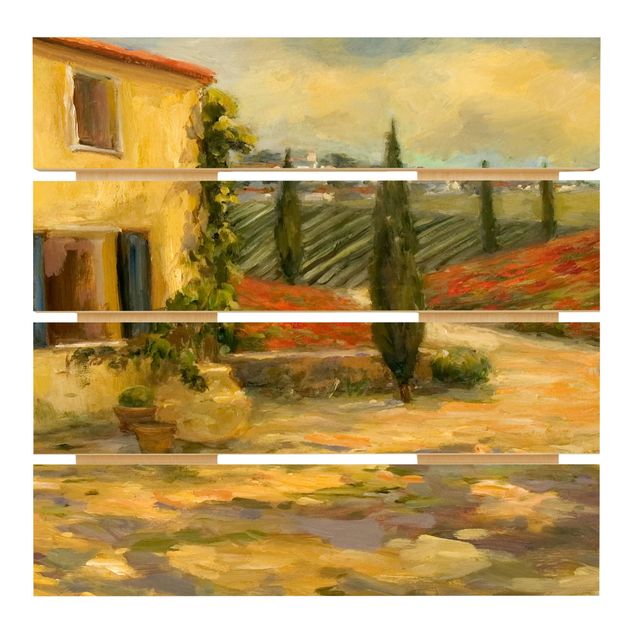 Holzbild - Italienische Landschaft - Toskana - Quadrat 1:1