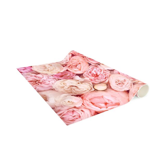 Teppich Blumenmuster Rosen Rosé Koralle Shabby