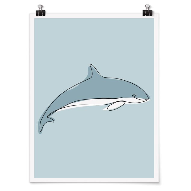 Poster - Delfin Line Art - Hochformat 4:3