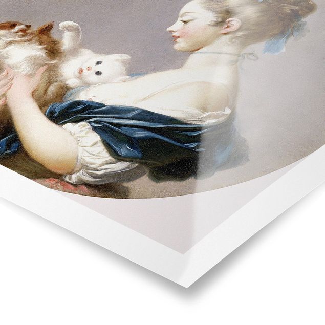 Poster - Jean Honoré Fragonard - Mädchen mit Hund - Quadrat 1:1
