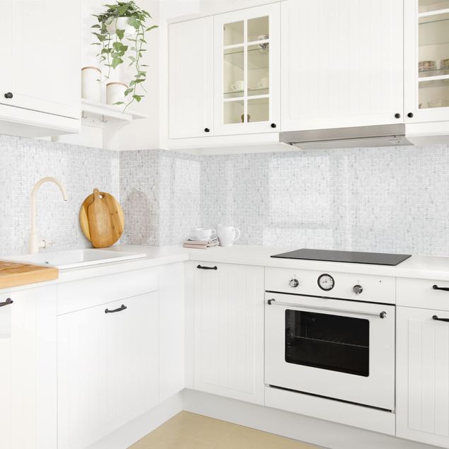Wandpaneele Küche Mosaikfliese Marmoroptik Bianco Carrara
