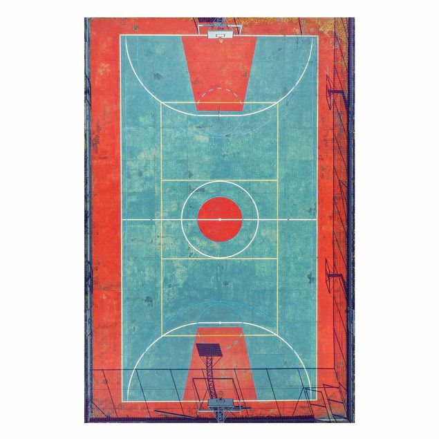 Magnettafel - Top View Spielfeld Basketball - Hochformat 2:3