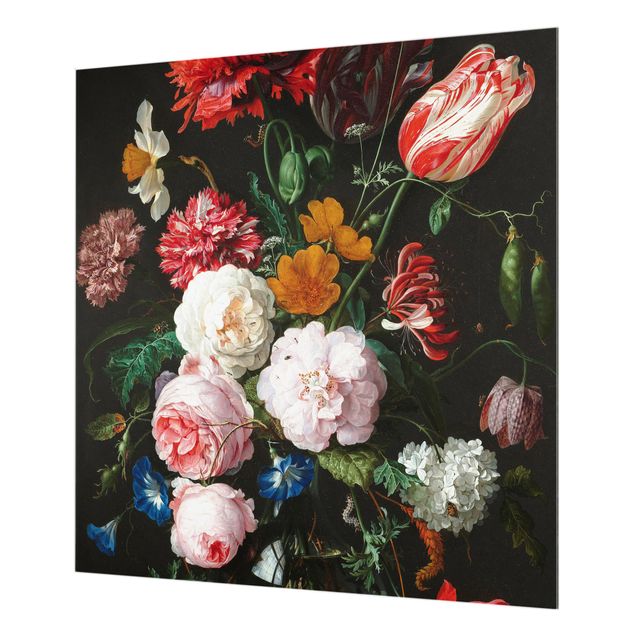 Glas Spritzschutz - Jan Davidsz de Heem - Stillleben mit Blumen in einer Glasvase - Quadrat - 1:1