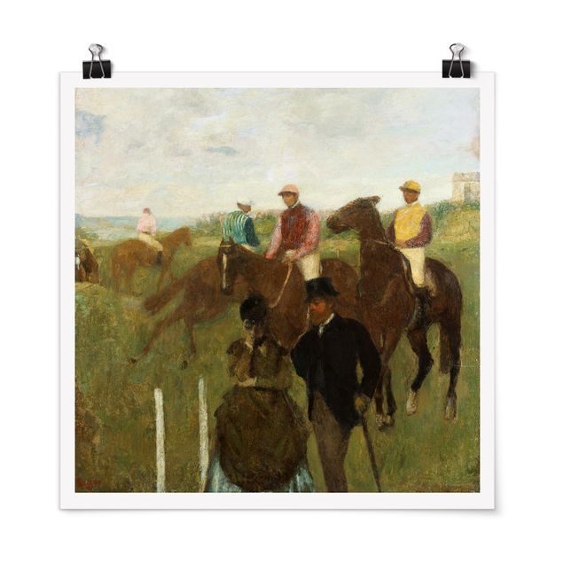 Moderne Poster Edgar Degas - Jockeys auf Rennbahn