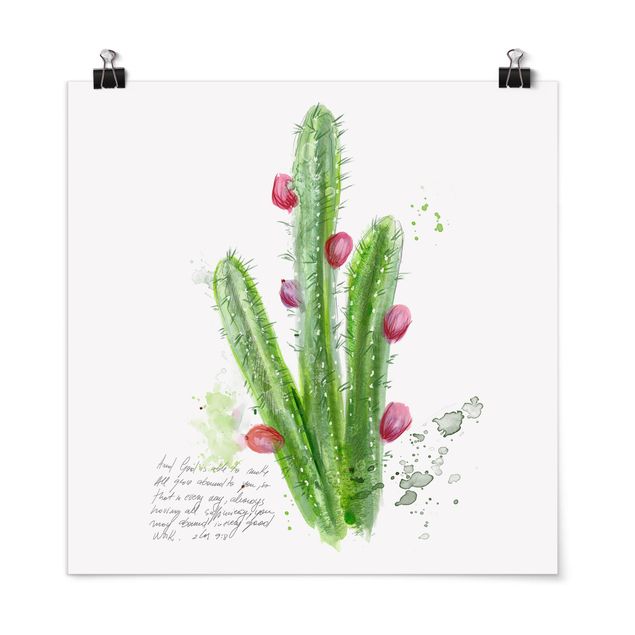 Poster - Kaktus mit Bibelvers II - Quadrat 1:1
