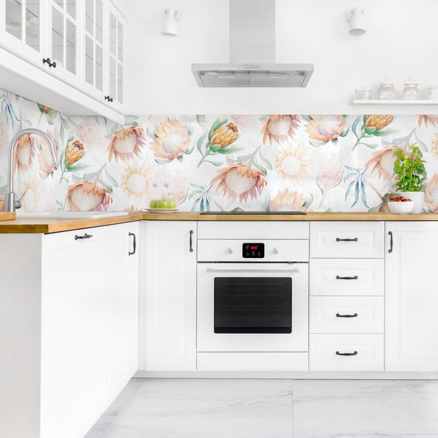 Wandpaneele Küche Aquarell Sonnenblumen
