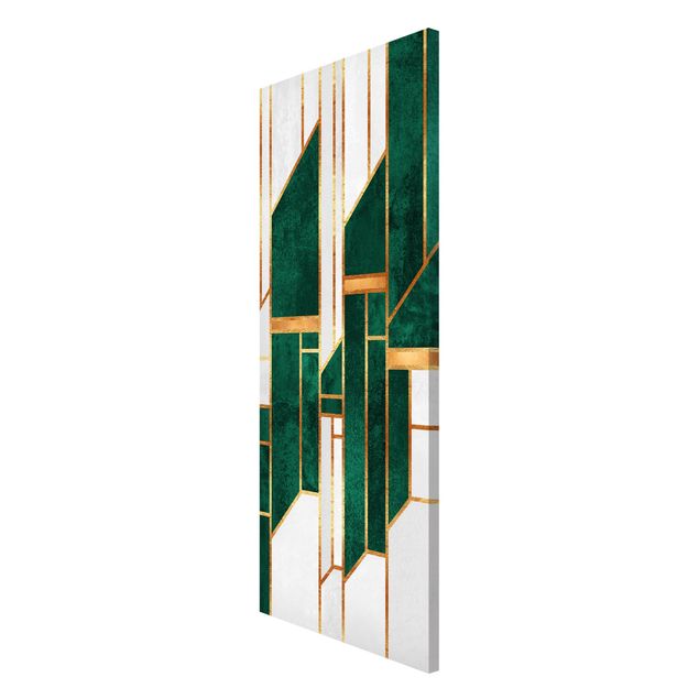 Magnettafel - Emerald und Gold Geometrie - Panorama Hochformat