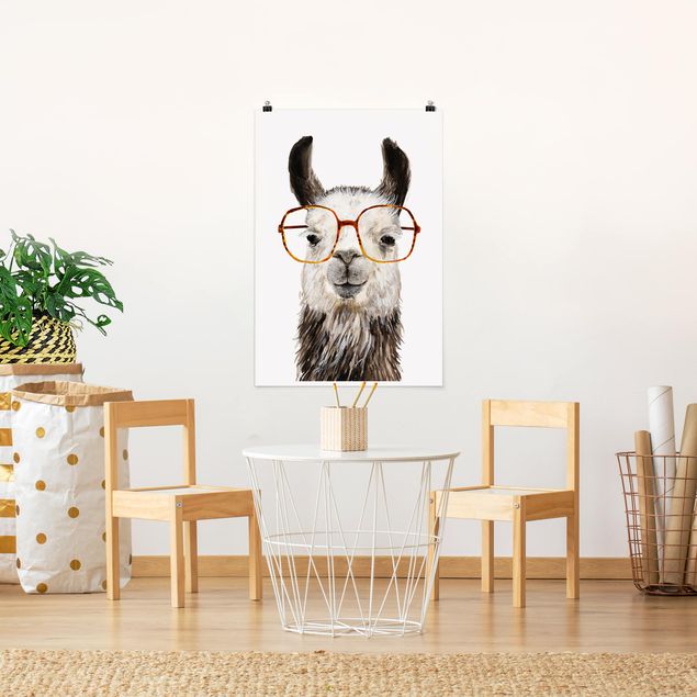 Tierposter Hippes Lama mit Brille IV