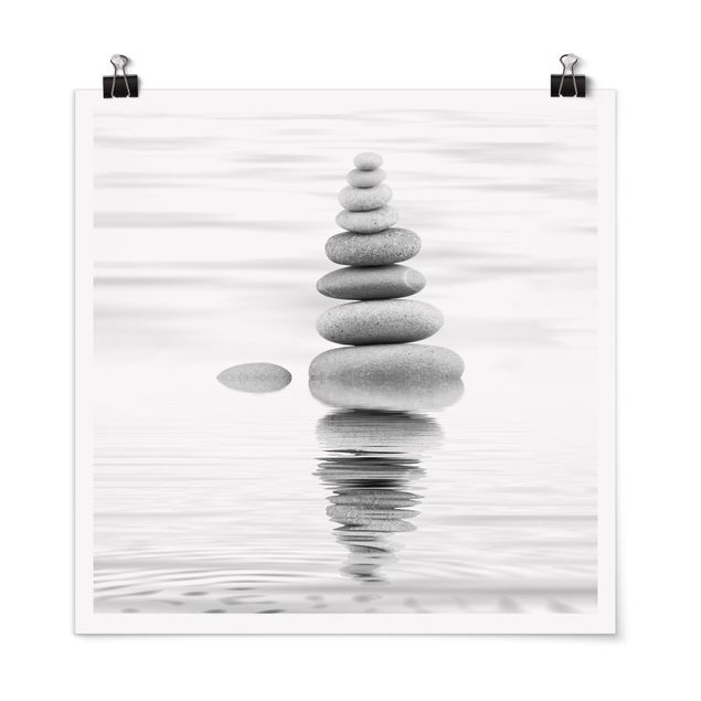schöne Bilder Steinturm im Wasser Schwarz-Weiß