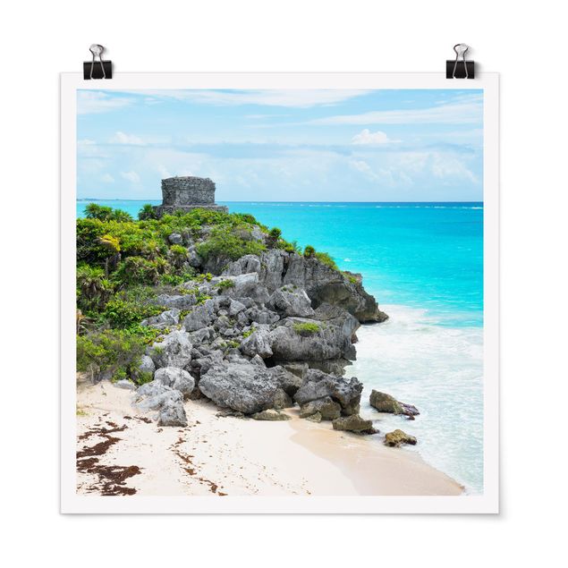 Blumen Poster Karibikküste Tulum Ruinen