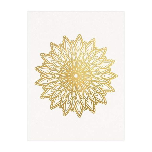 Teppich gold Mandala Sonne Illustration weiß gold