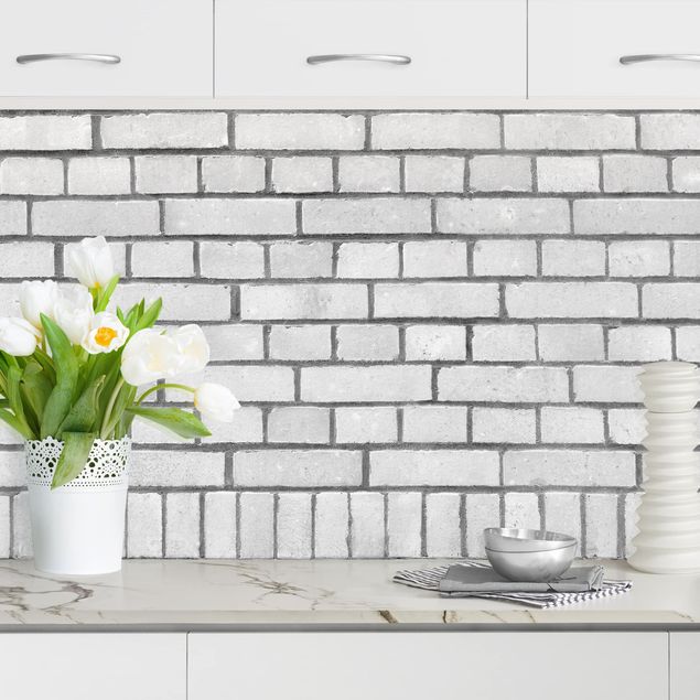 Platte Küchenrückwand Backstein Mauer Weiß
