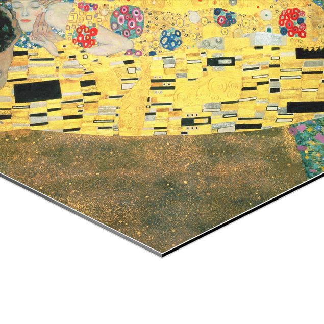Hexagon Bild Alu-Dibond 2-teilig - Gustav Klimt - Kuss und Hoffnung