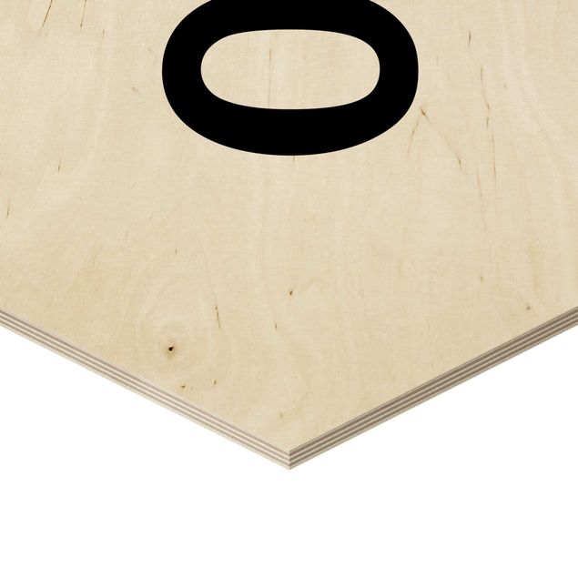 Hexagon Bild Holz - Buchstabe Weiß O