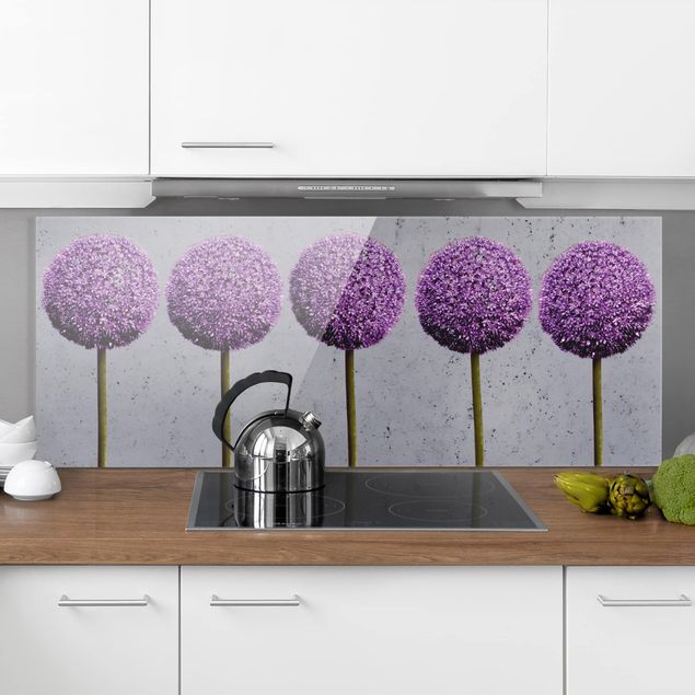 Glasrückwand Küche Blumen Allium Kugel-Blüten