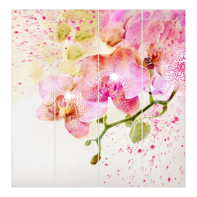Schiebegardinen Set - Aquarell Blumen Orchideen - Flächenvorhänge