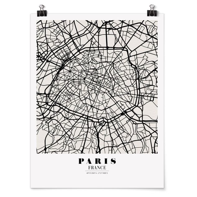 Poster - Stadtplan Paris - Klassik - Hochformat 3:4