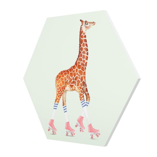 Hexagon Bild Forex - Jonas Loose - Giraffe mit Rollschuhen