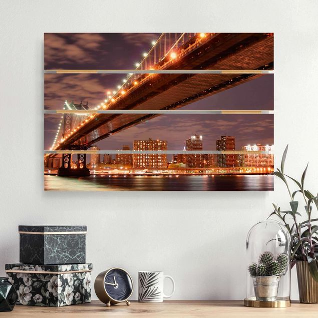 Holzbilder Syklines Manhattan Bridge