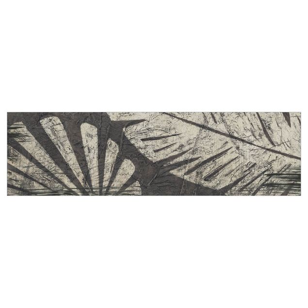 Küchenrückwand Motiv Palmenblätter vor Dunkelgrau
