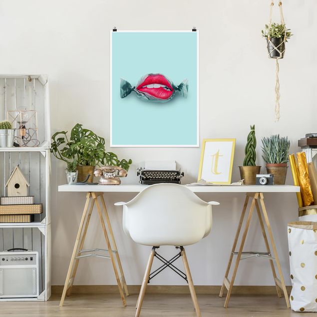 Moderne Poster Bonbon mit Lippen
