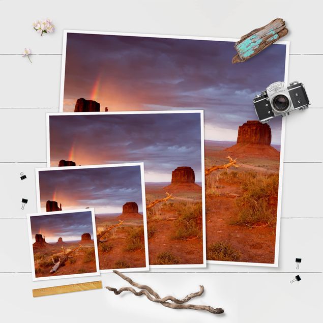 Poster - Monument Valley bei Sonnenuntergang - Quadrat 1:1