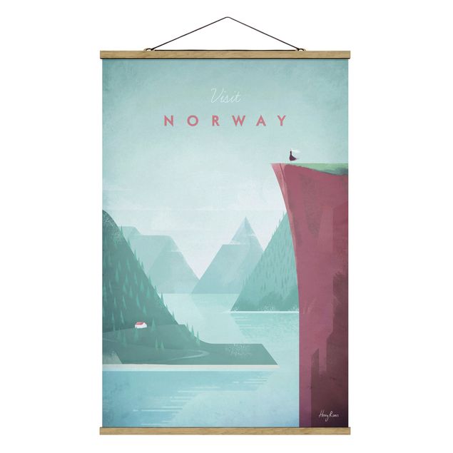 Stoffbild mit Posterleisten - Reiseposter - Norwegen - Hochformat 2:3