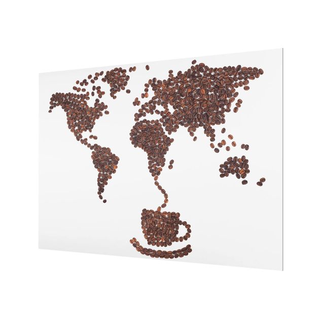 Glas Spritzschutz - Kaffee um die Welt - Querformat - 4:3