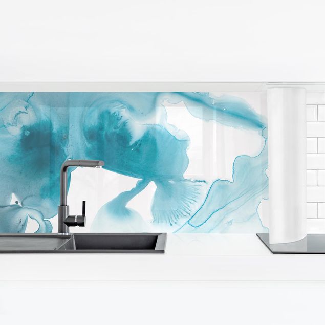 Küchenrückwand selbstklebend Aquamarin im Dunst II