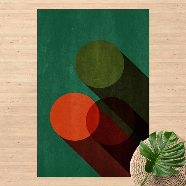 Teppich für Balkon Abstrakte Formen - Kreise in Grün und Rot