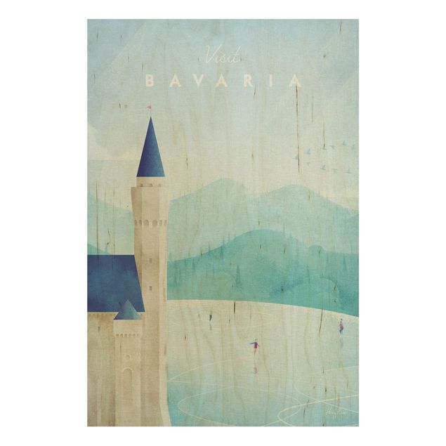 Wandbild Holz Vintage Reiseposter - Bavaria