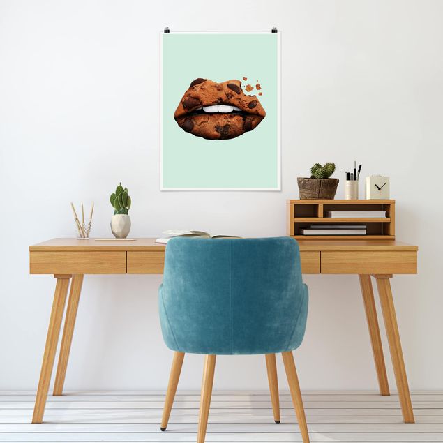 Moderne Poster Lippen mit Keks