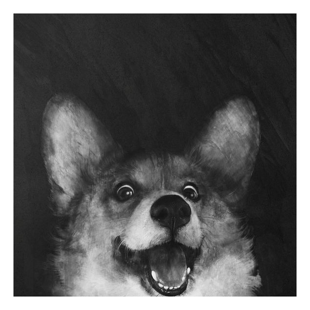 Laura Graves Art Illustration Hund Corgi Malerei Schwarz Weiß