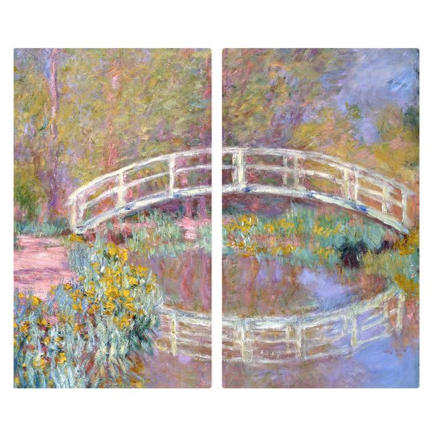 Herdabdeckplatte Glas - Claude Monet - Brücke Monets Garten - 52x80cm