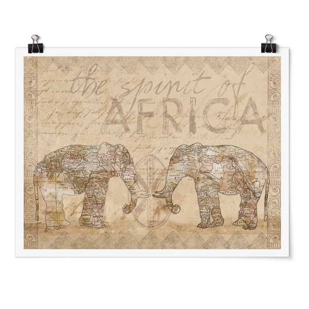 Tiere Poster Vintage Collage - Spirit of Africa