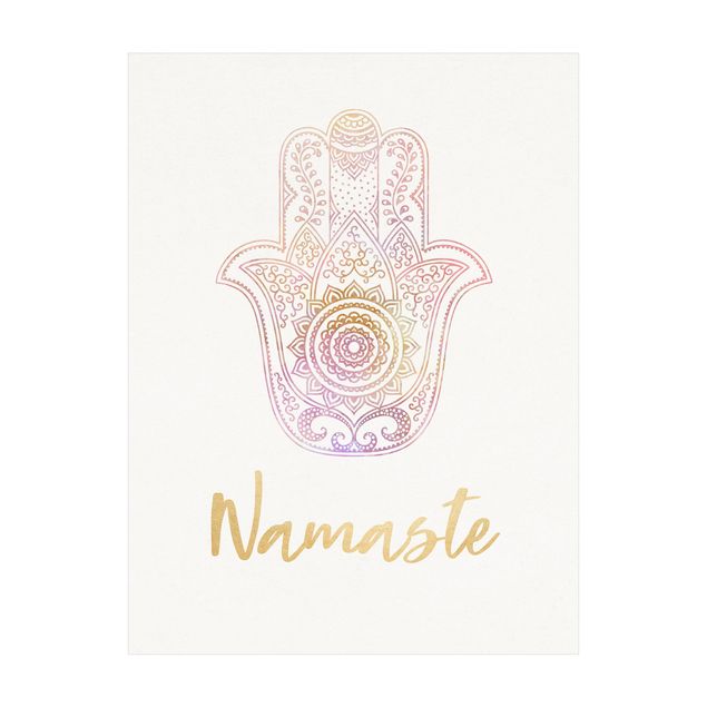 Teppich gold Hamsa Hand Illustration Namaste gold rosa